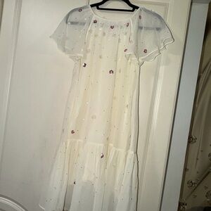 White Dress with Floral Accents